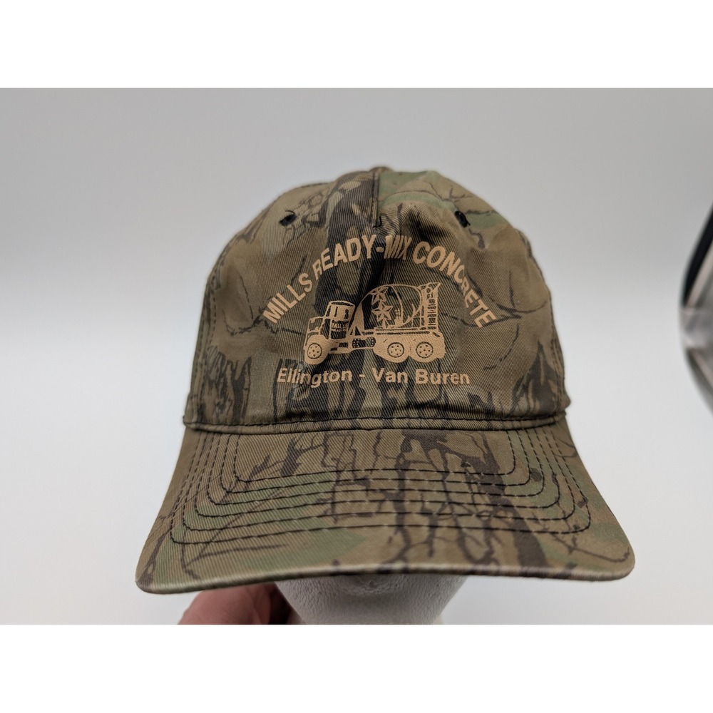Mills Ready-Mix Concrete Camo Snapback Hat Ellington Van Buren Truck Graphic Cap